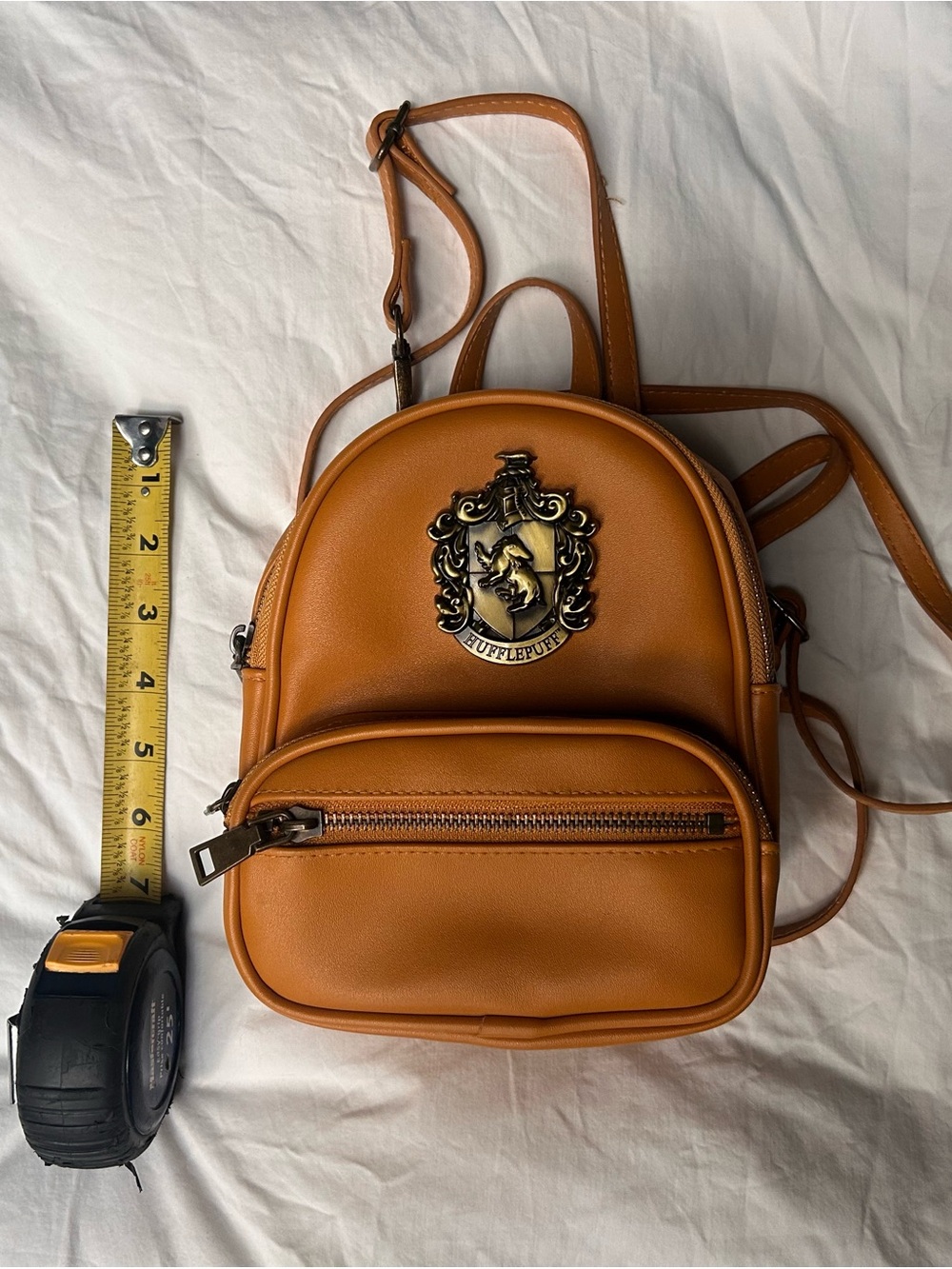 Hufflepuff Crest Mini Backpack in Tan